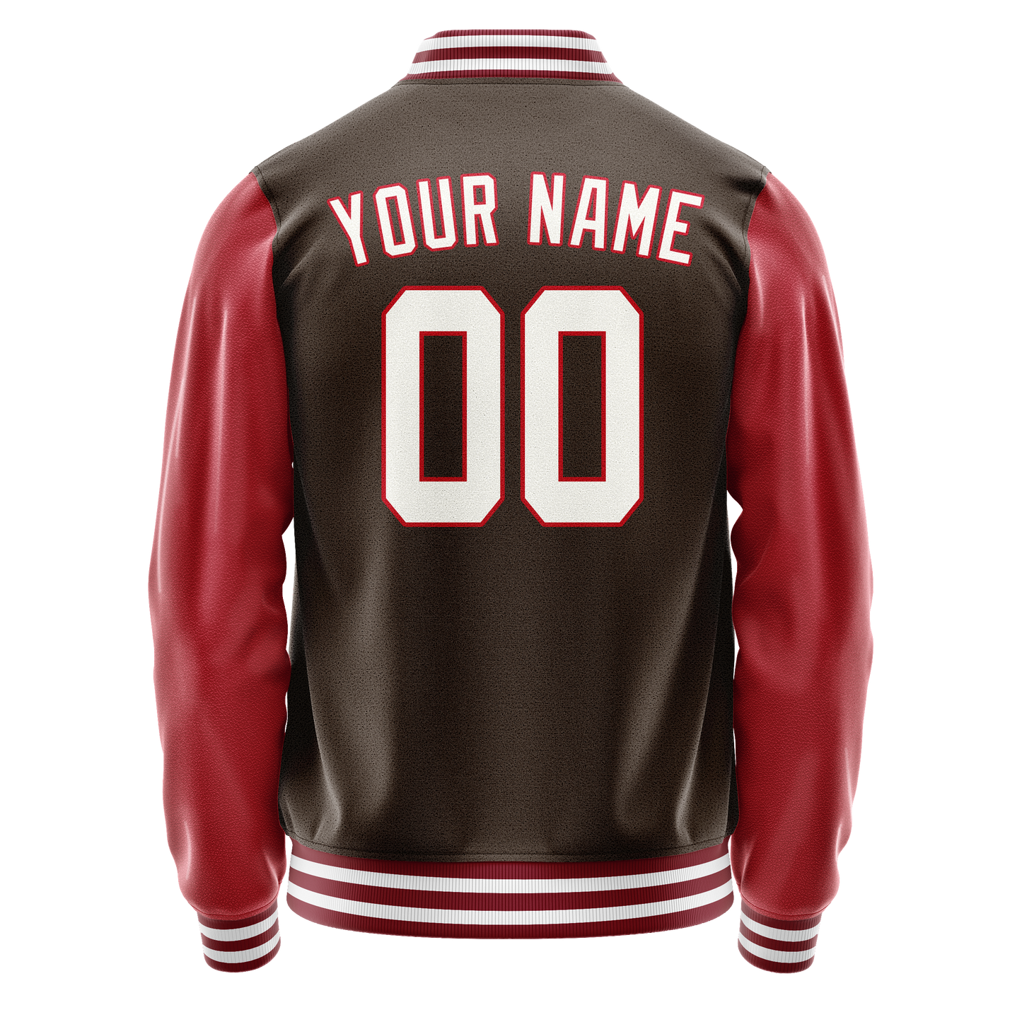Custom Brown Crimson Solid Color Varsity Letterman Jacket