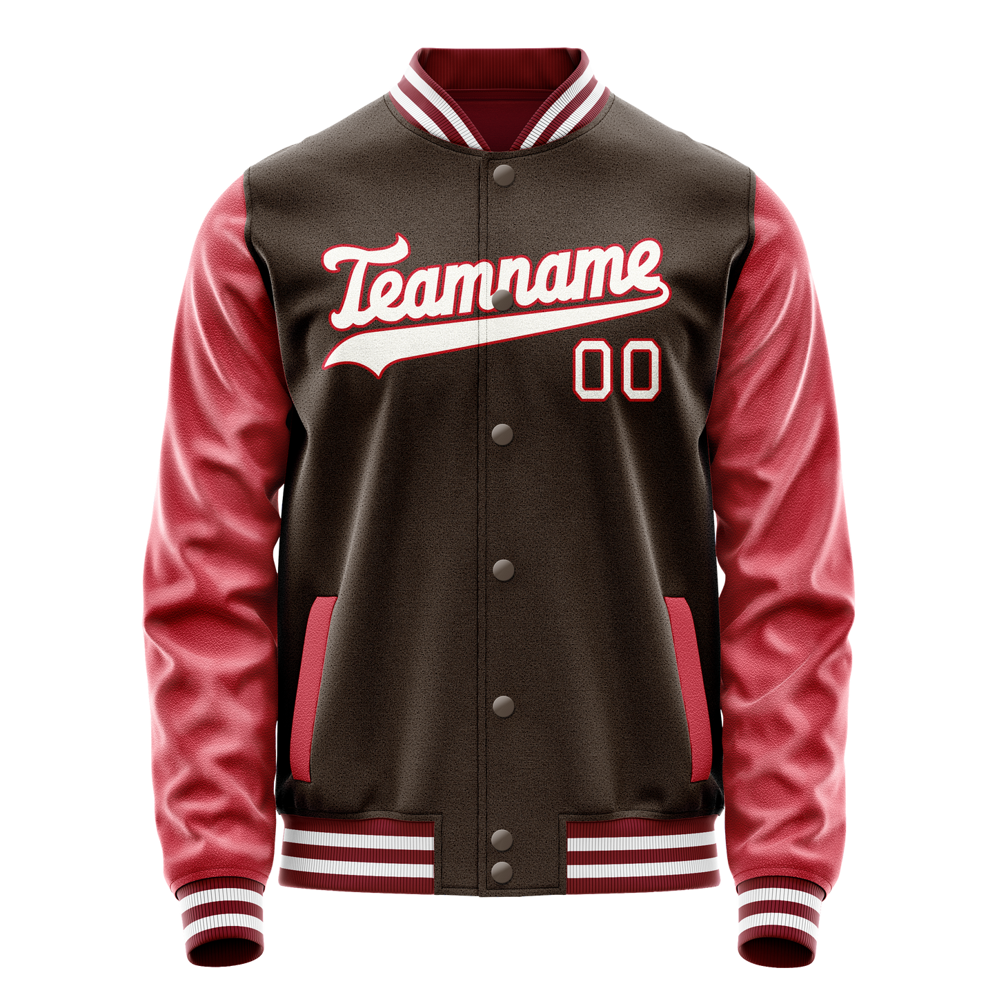 Custom Brown Crimson Solid Color Varsity Letterman Jacket