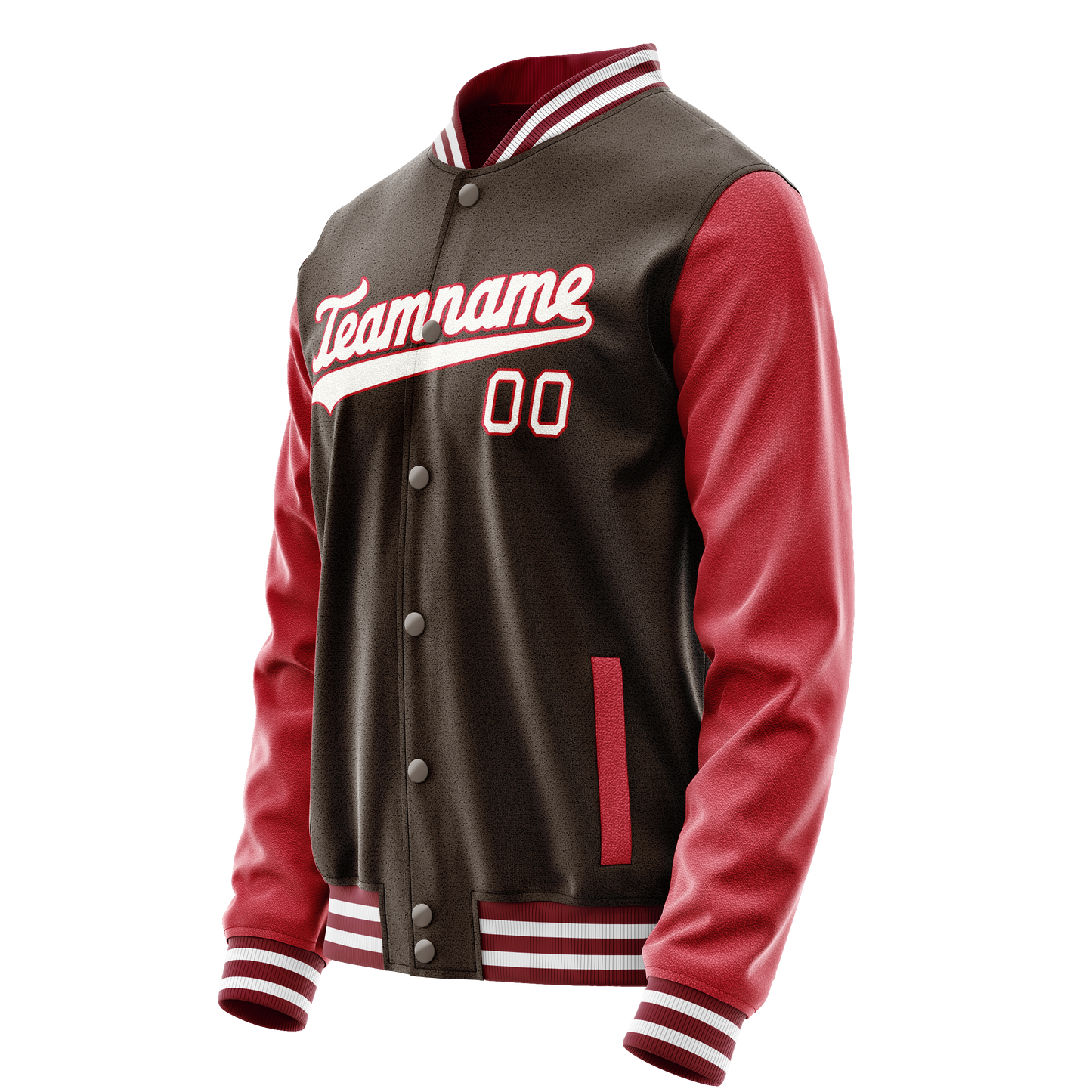 Custom Brown Crimson Solid Color Varsity Letterman Jacket