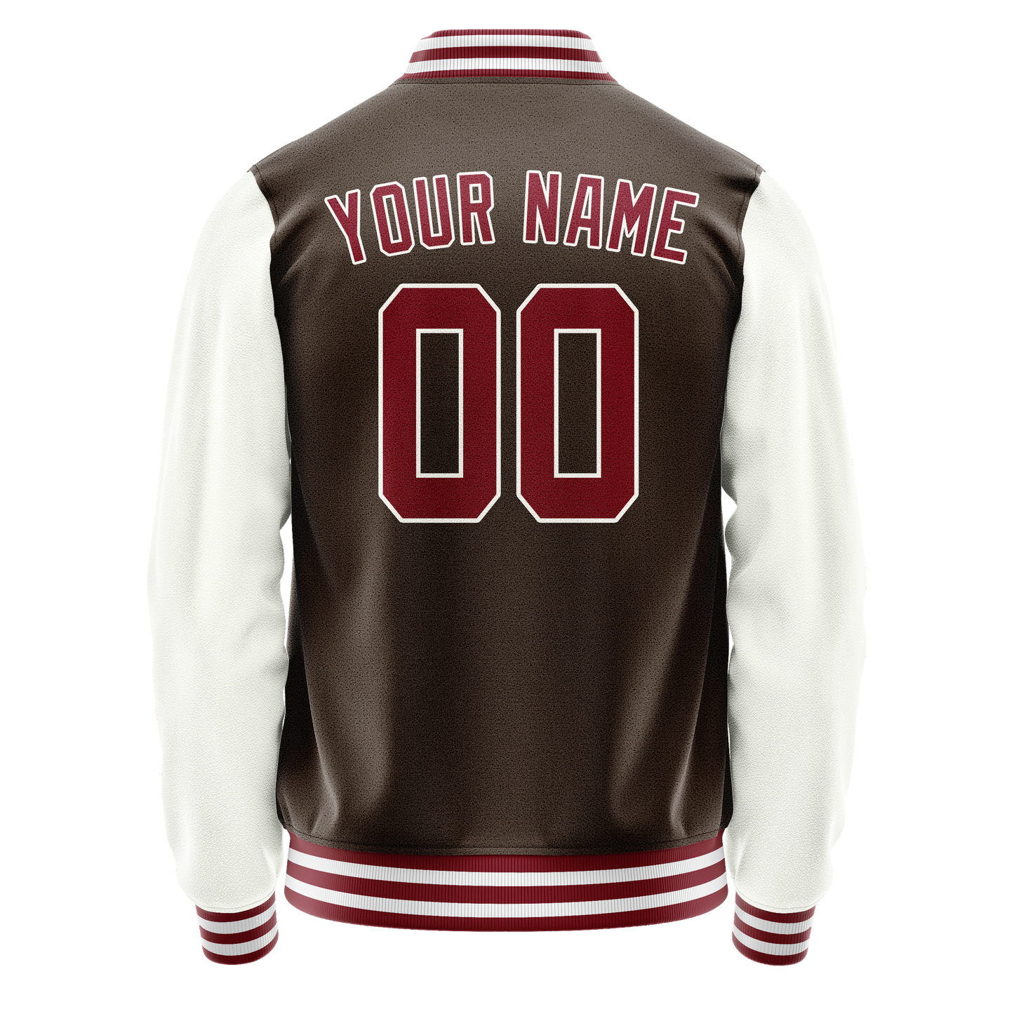 Custom Brown White Solid Color Varsity Letterman Jacket