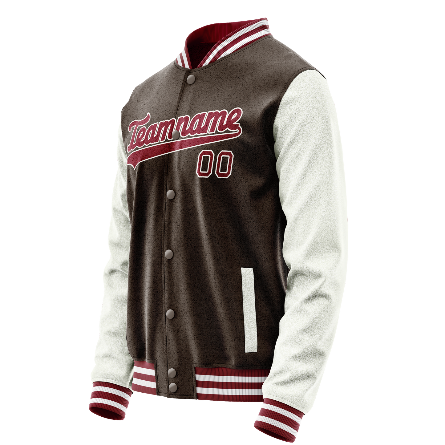 Custom Brown White Solid Color Varsity Letterman Jacket