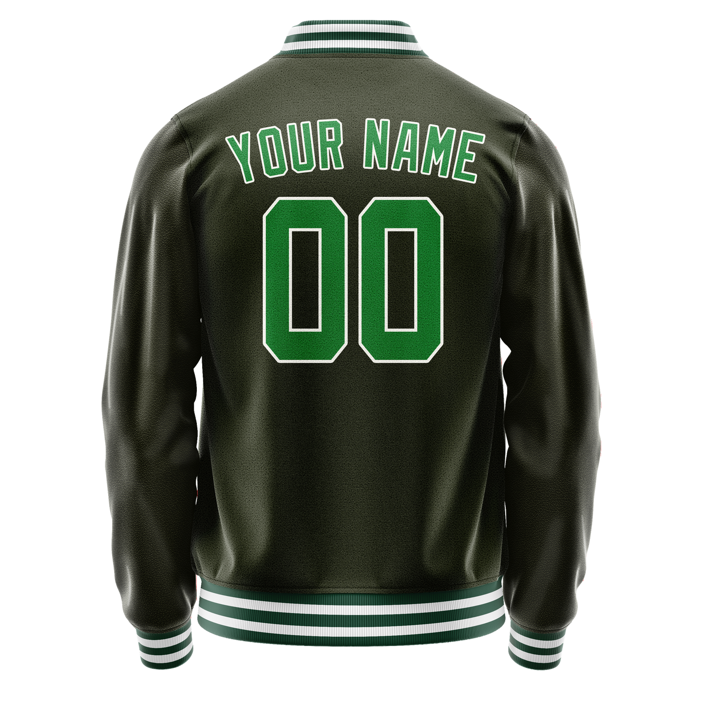 Custom Olive Neon-Green Solid Color Varsity Letterman Jacket
