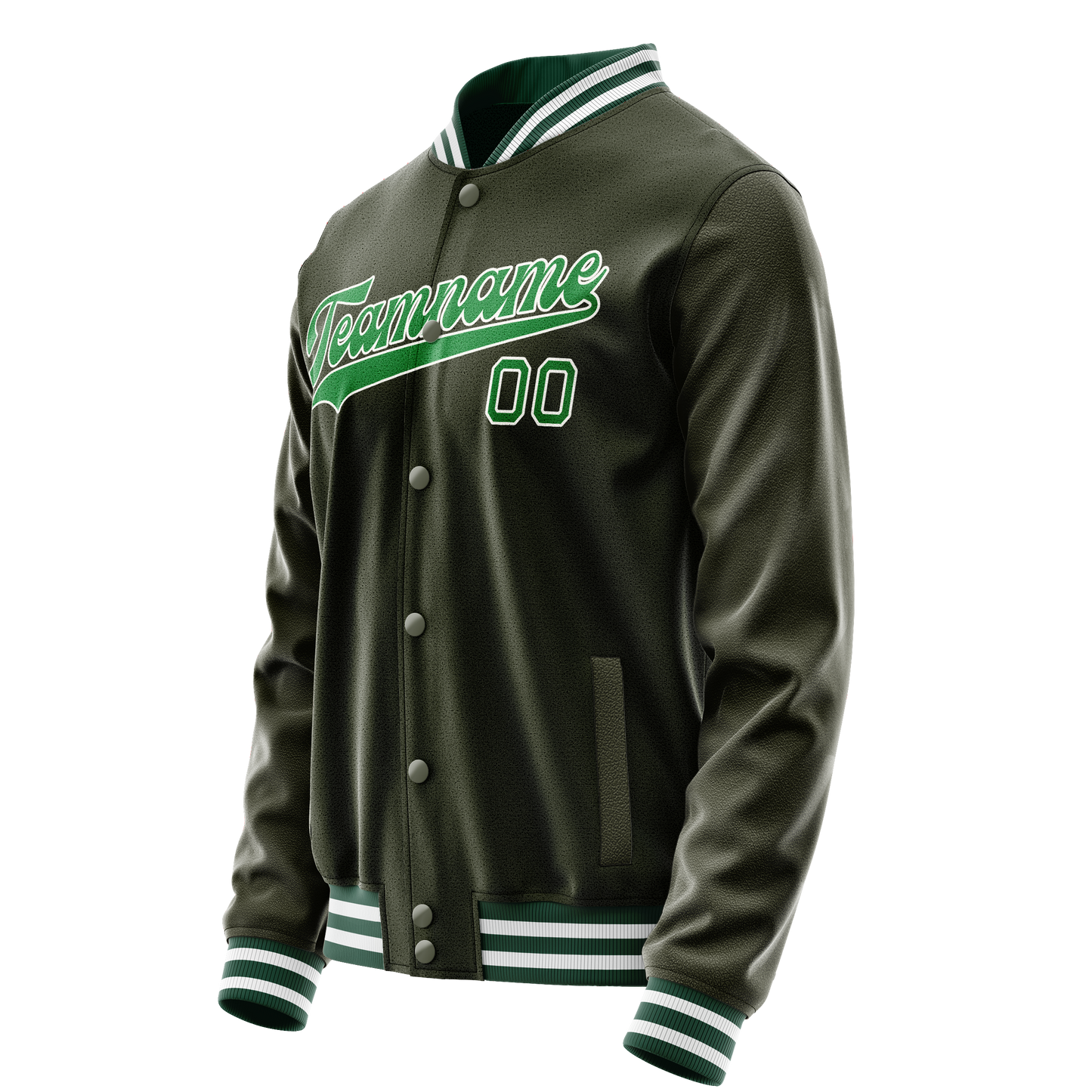 Custom Olive Neon-Green Solid Color Varsity Letterman Jacket