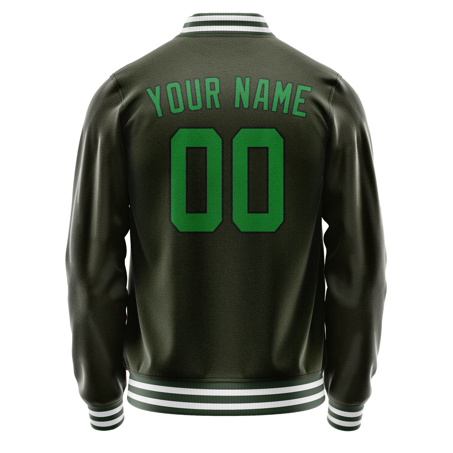 Custom Olive Neon-Green Solid Color Varsity Letterman Jacket