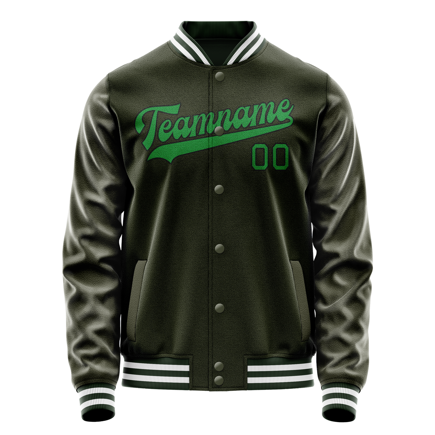 Custom Olive Neon-Green Solid Color Varsity Letterman Jacket