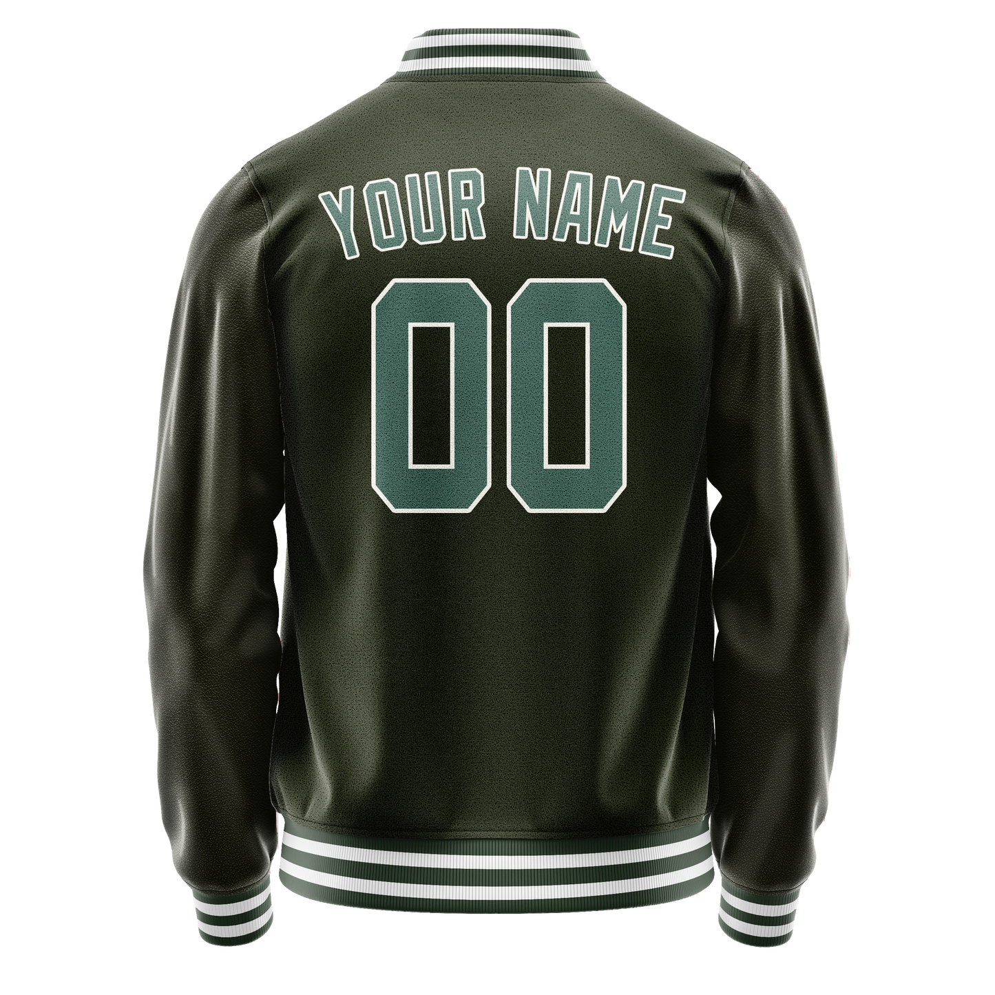 Custom Olive Teal Solid Color Varsity Letterman Jacket
