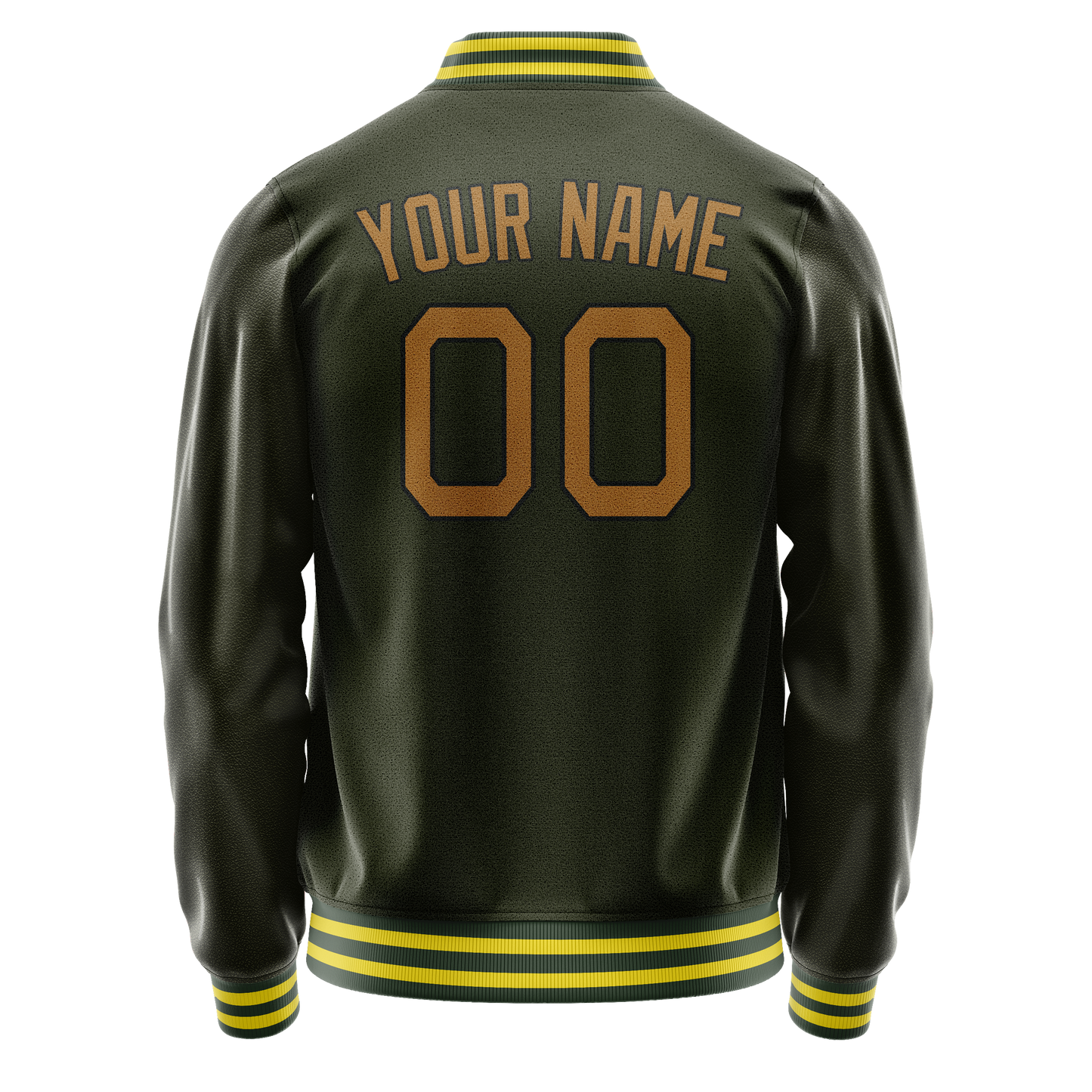 Custom Olive Brown Solid Color Varsity Letterman Jacket