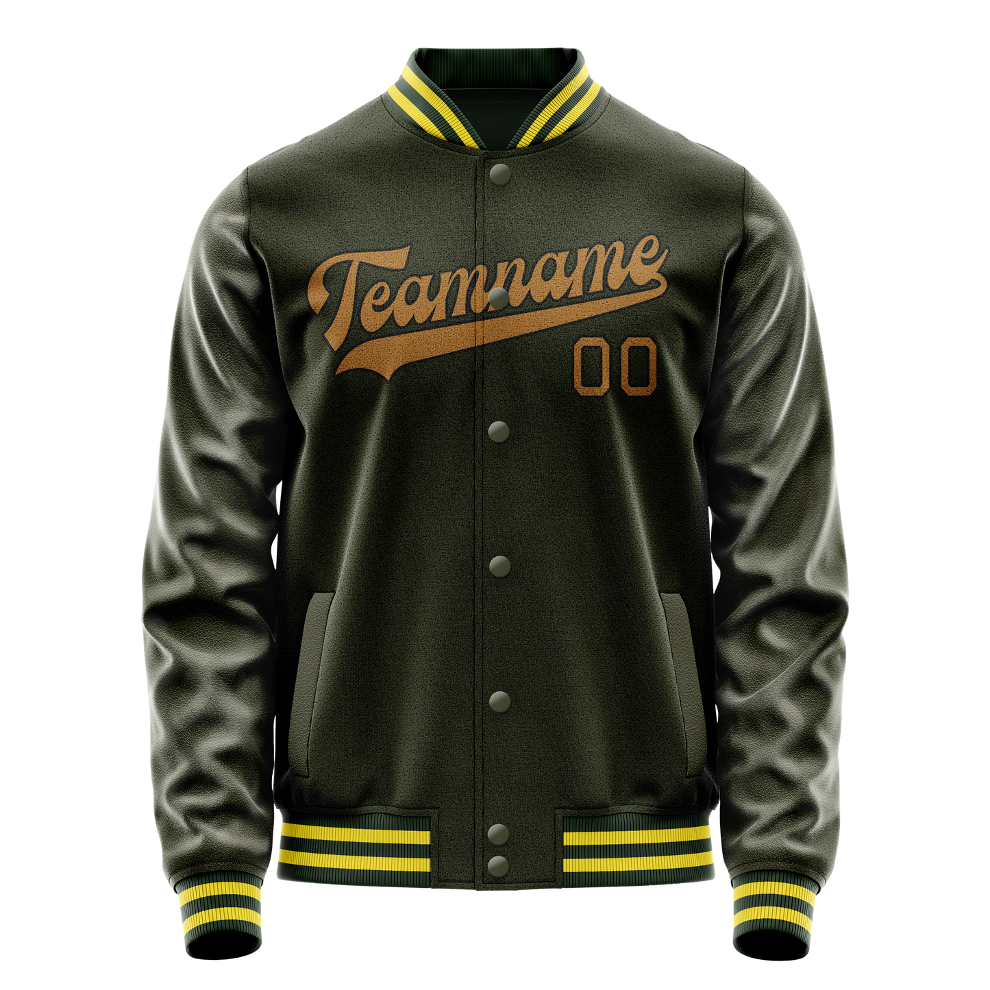 Custom Olive Brown Solid Color Varsity Letterman Jacket