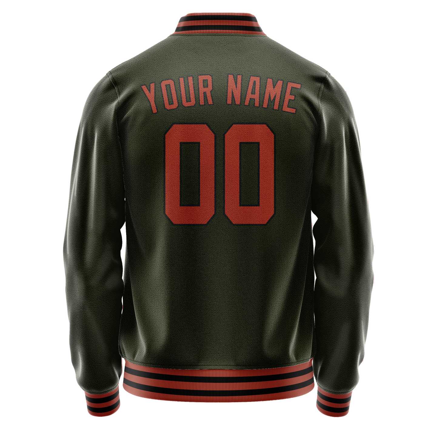 Custom Olive Red Solid Color Varsity Letterman Jacket