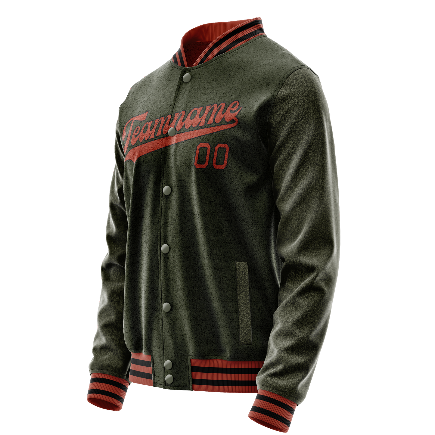 Custom Olive Red Solid Color Varsity Letterman Jacket