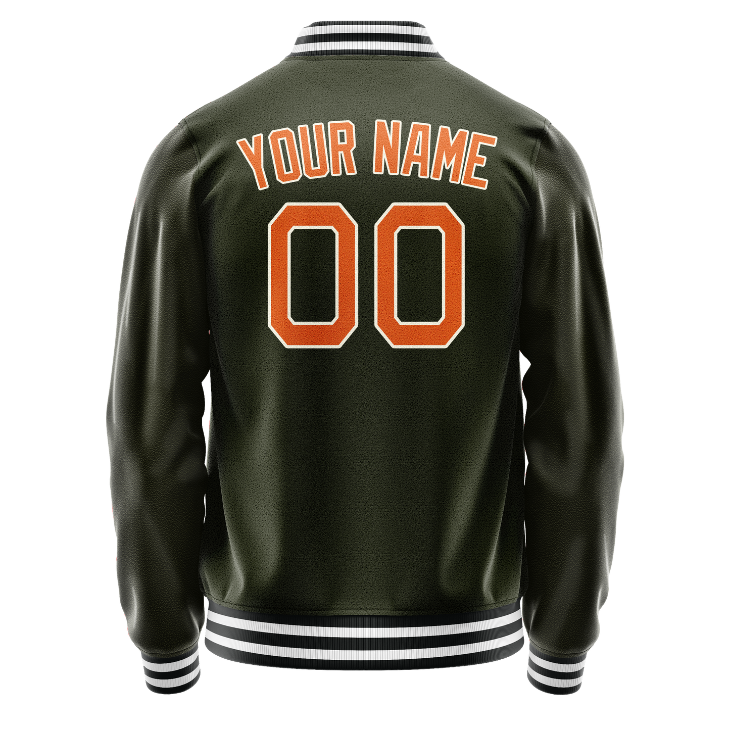 Custom Olive Orange Solid Color Varsity Letterman Jacket