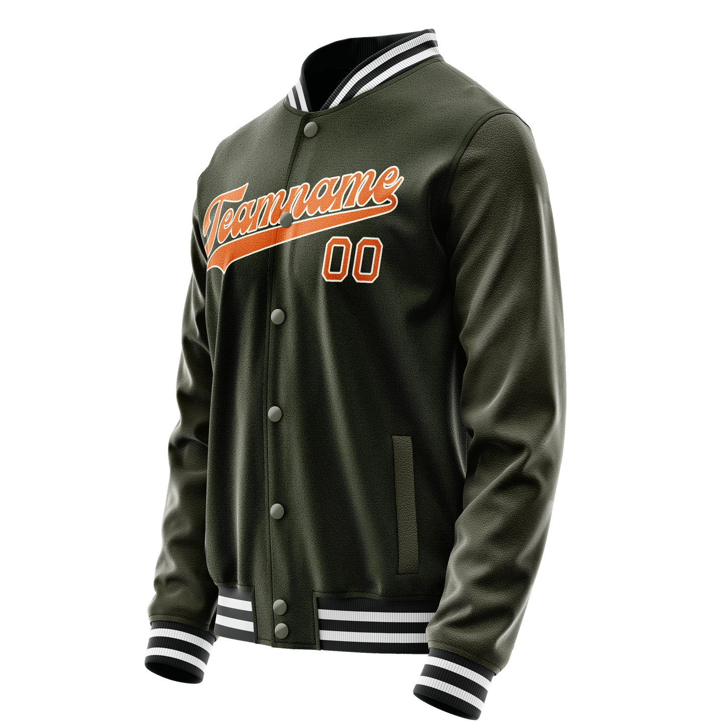 Custom Olive Orange Solid Color Varsity Letterman Jacket