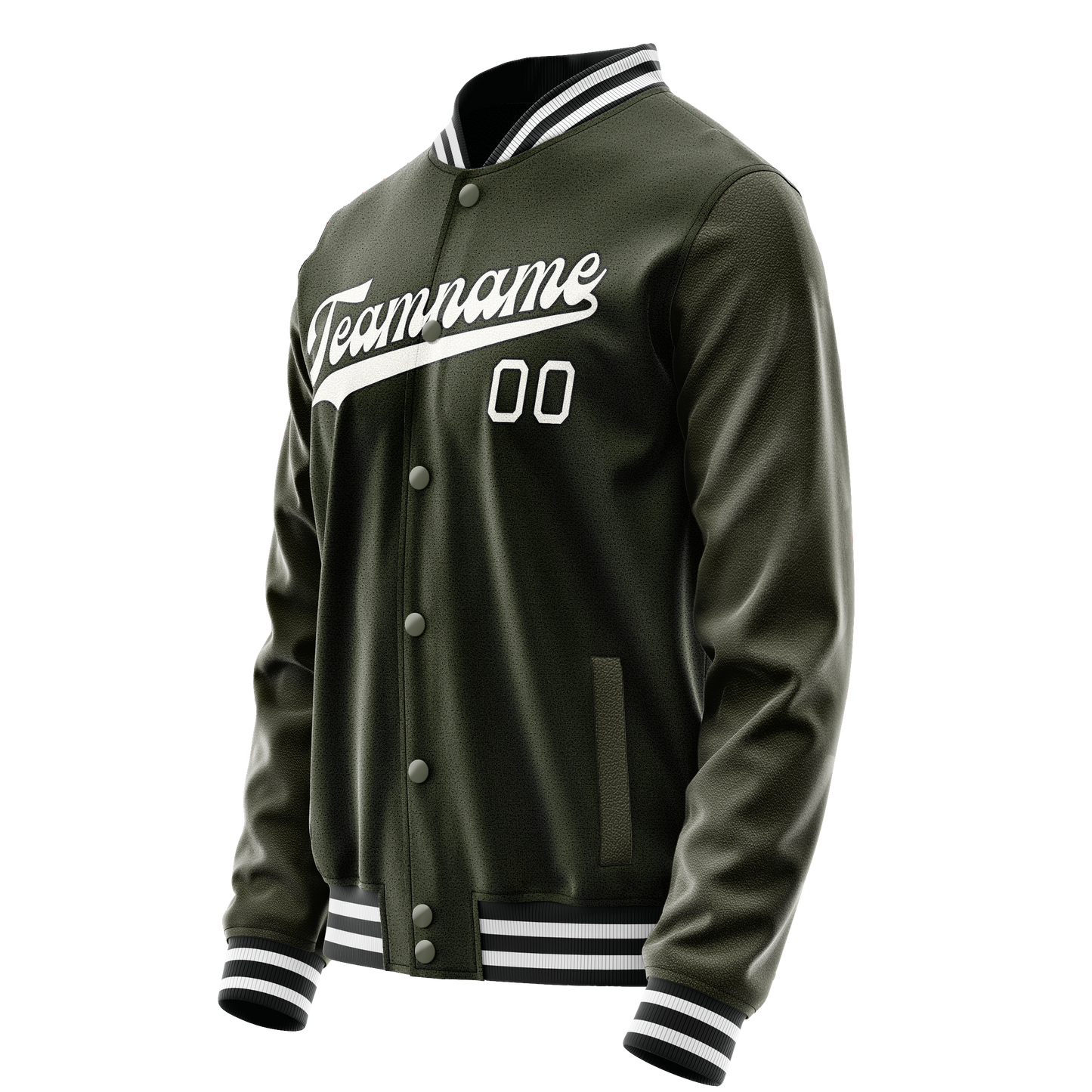Custom Olive White Solid Color Varsity Letterman Jacket