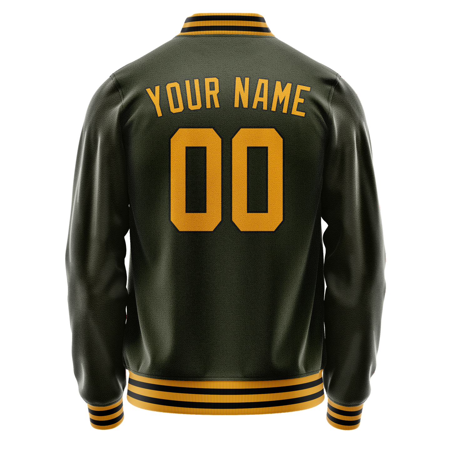 Custom Olive Gold Solid Color Varsity Letterman Jacket