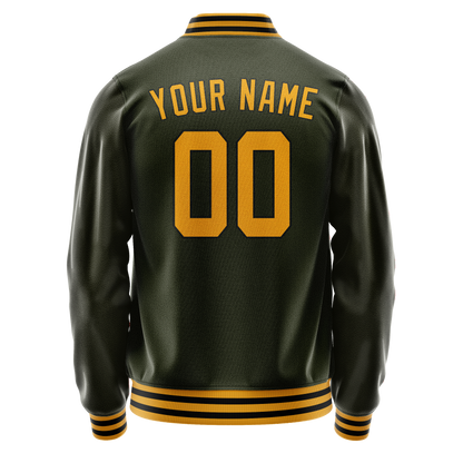 Custom Olive Gold Solid Color Varsity Letterman Jacket