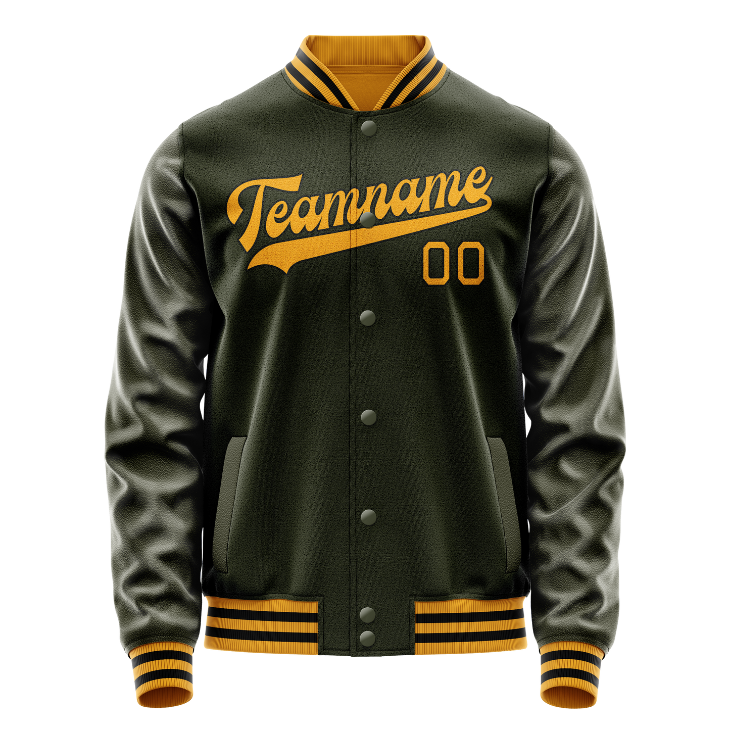 Custom Olive Gold Solid Color Varsity Letterman Jacket
