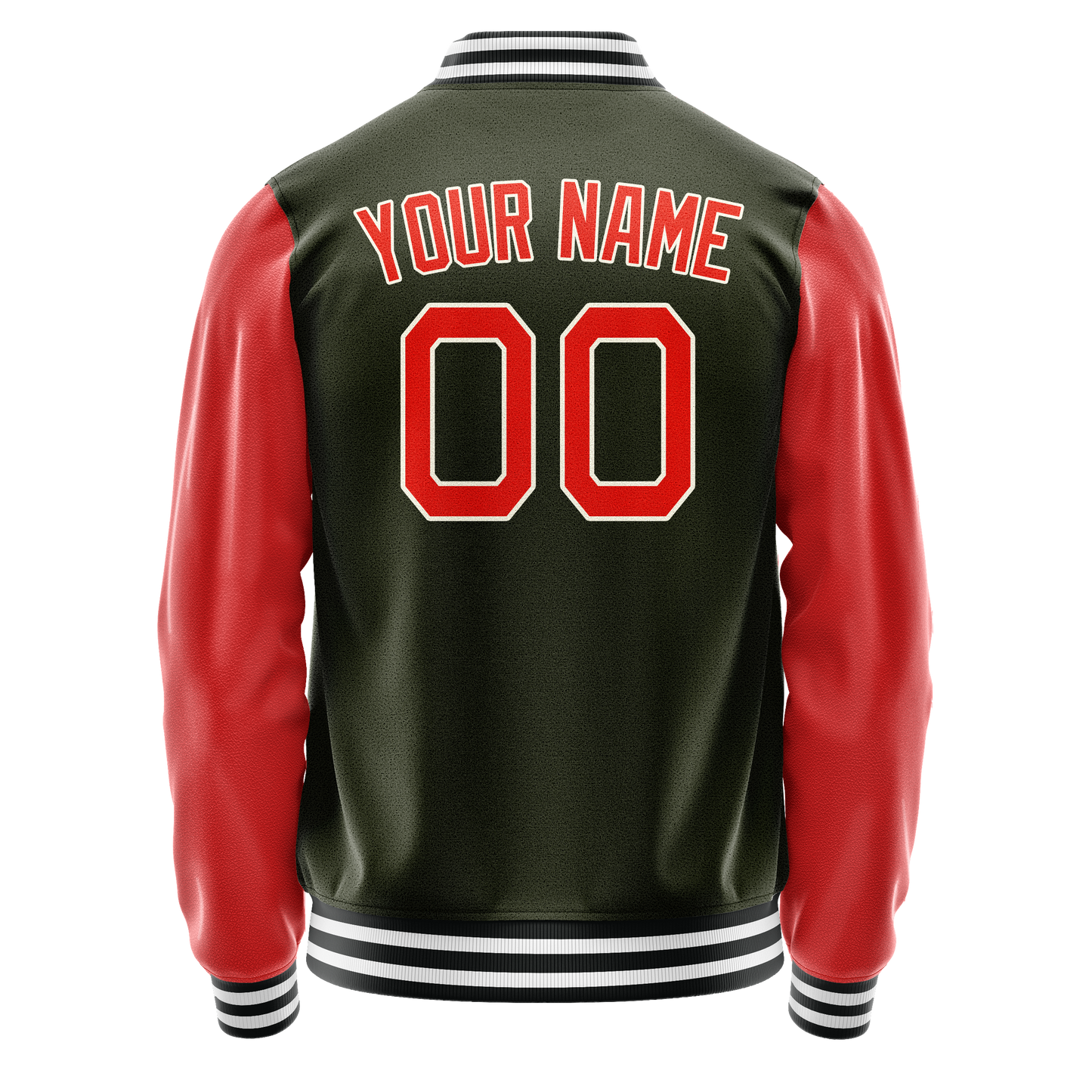 Custom Olive Orange Solid Color Varsity Letterman Jacket