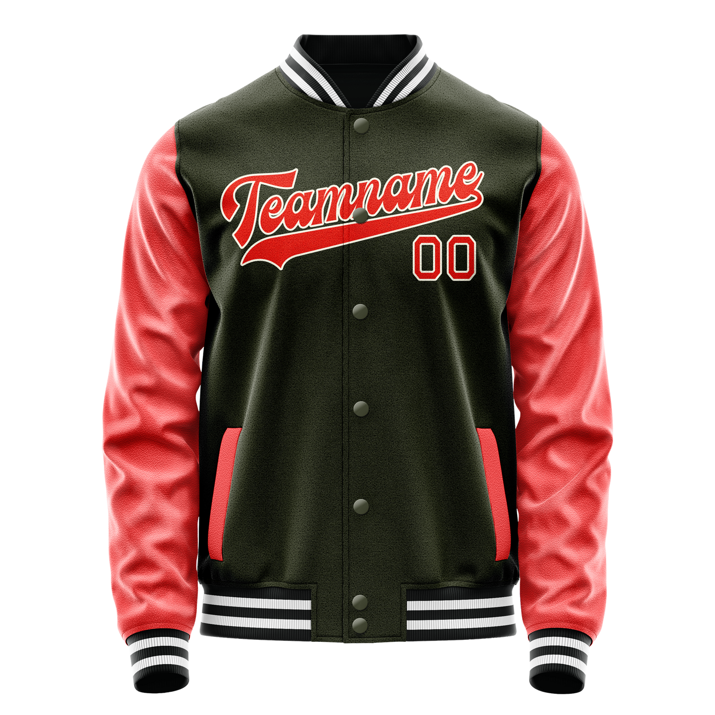 Custom Olive Orange Solid Color Varsity Letterman Jacket