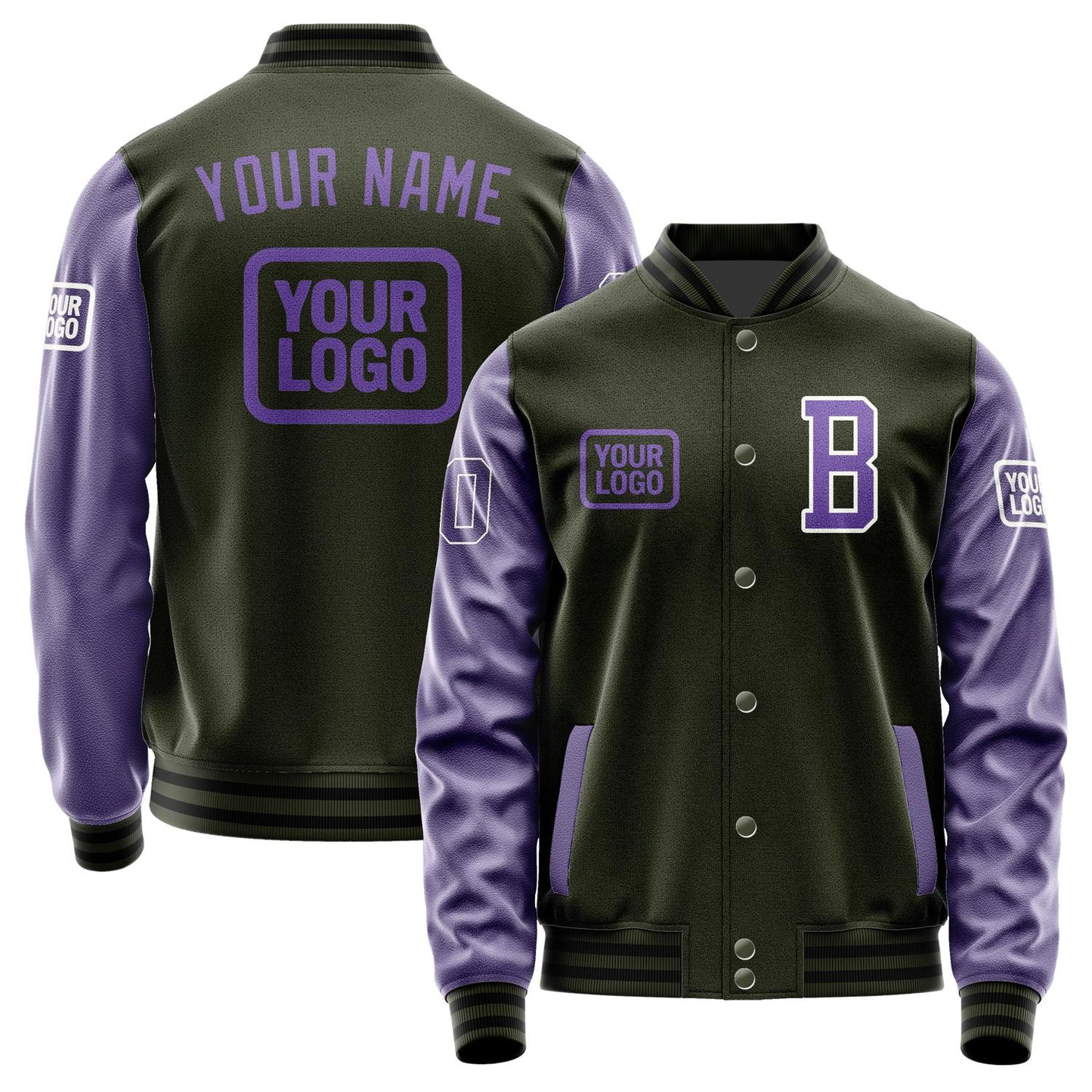 Custom Olive Light Purple Jacket JA020223021718232318