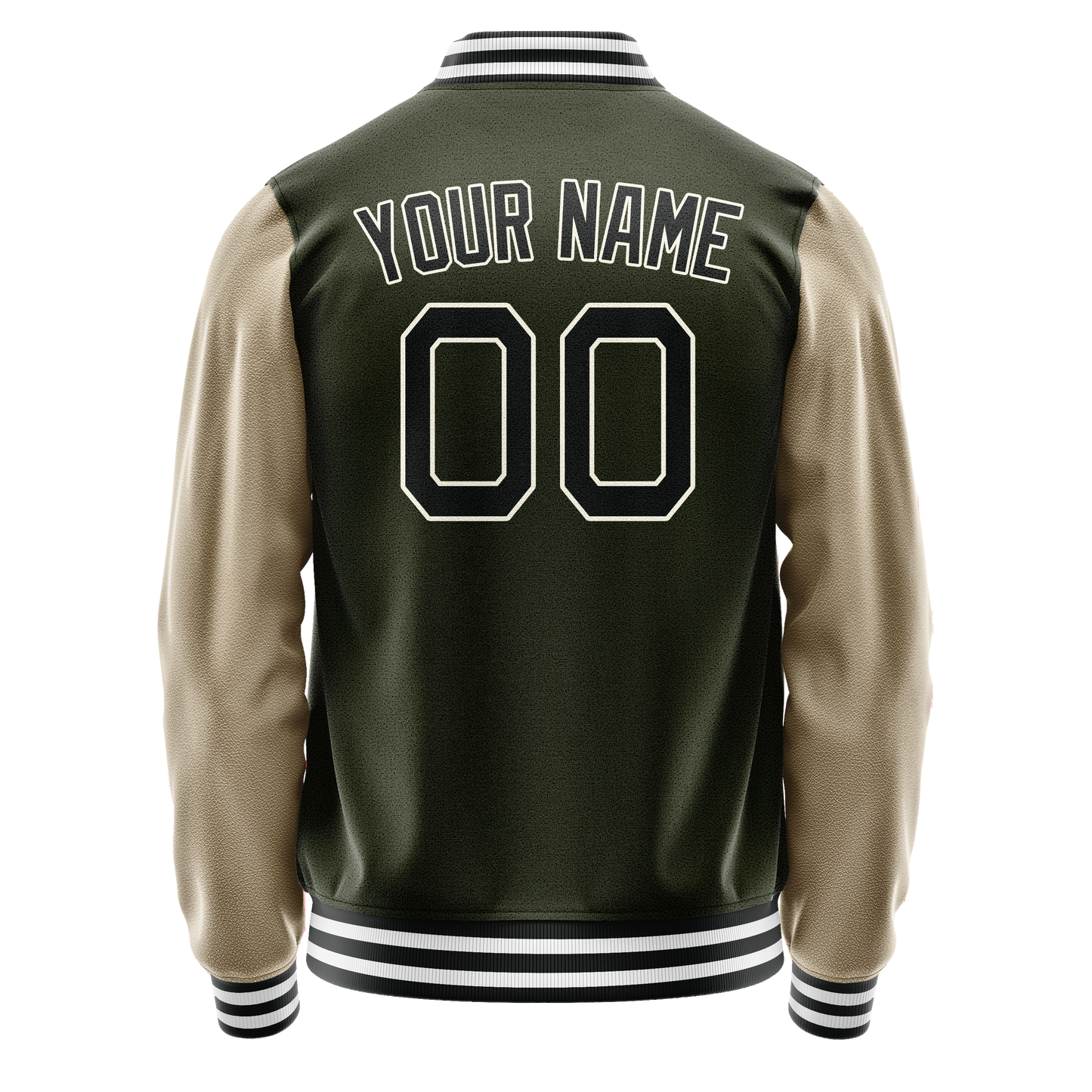 Custom Olive Cream Solid Color Varsity Letterman Jacket