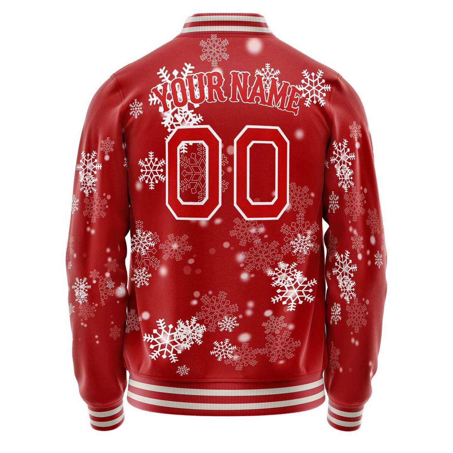 Custom Red White Christmas 3D Varsity Letterman Jacket JA02240617XY399