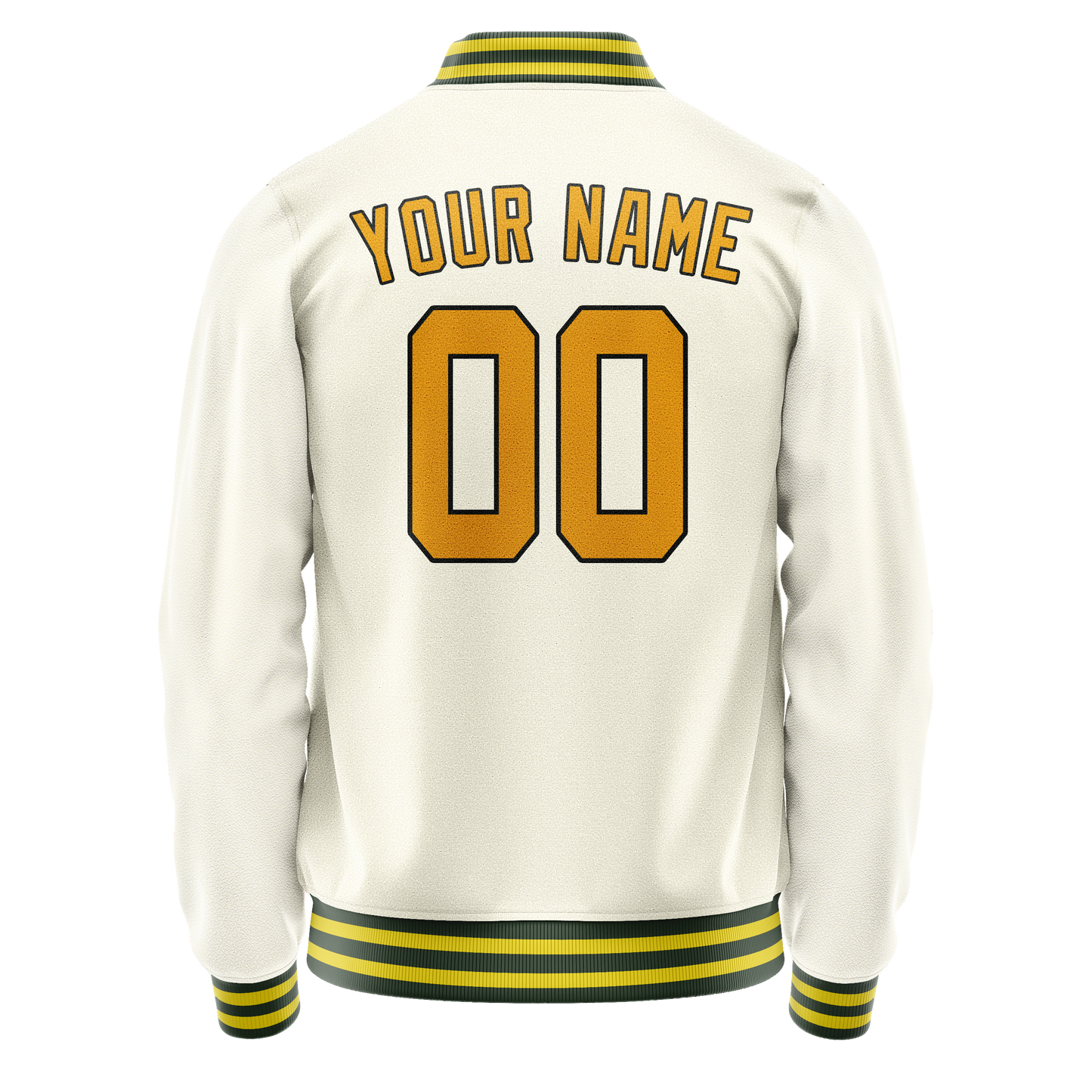 Custom Cream Gold Solid Color Varsity Letterman Jacket