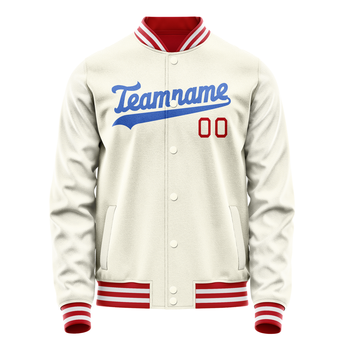 Custom Cream Royal Solid Color Varsity Letterman Jacket
