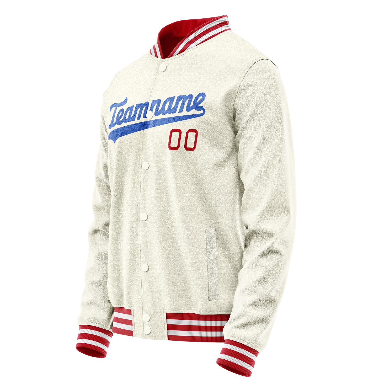 Custom Cream Royal Solid Color Varsity Letterman Jacket