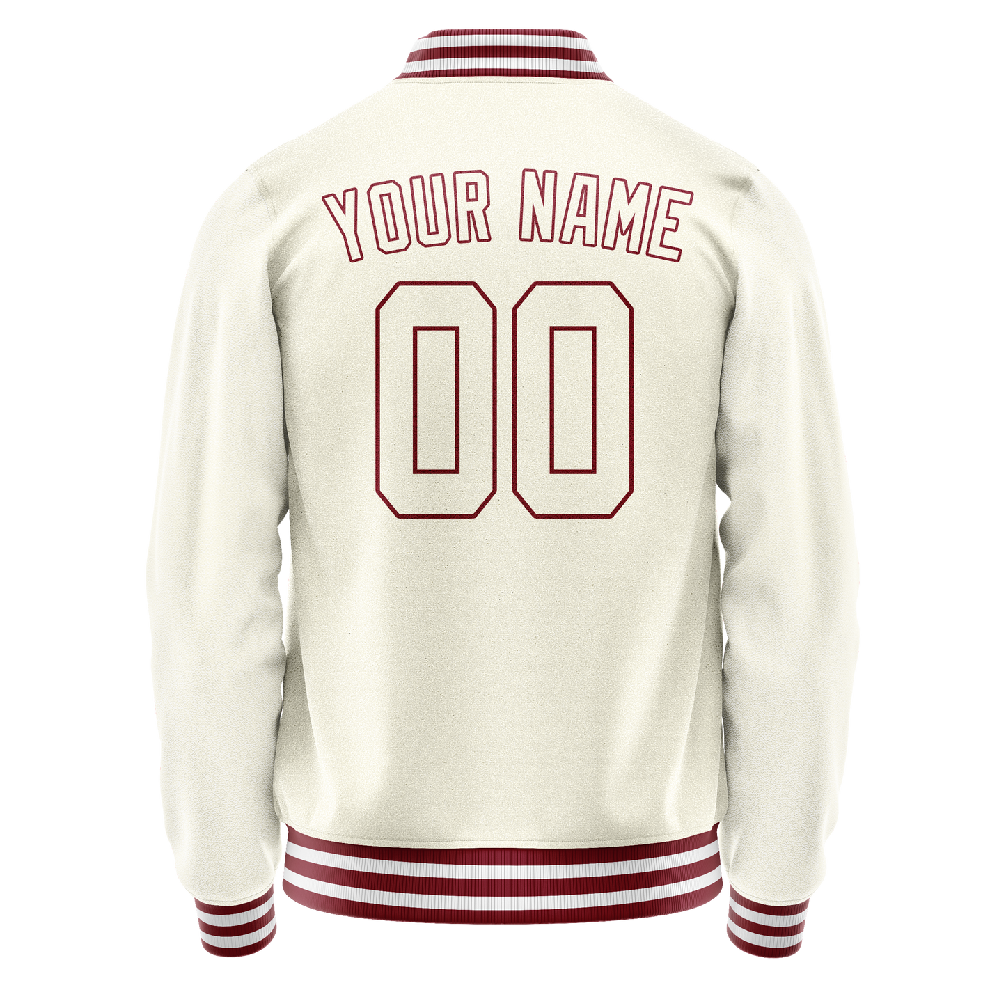 Custom Cream Red Solid Color Varsity Letterman Jacket