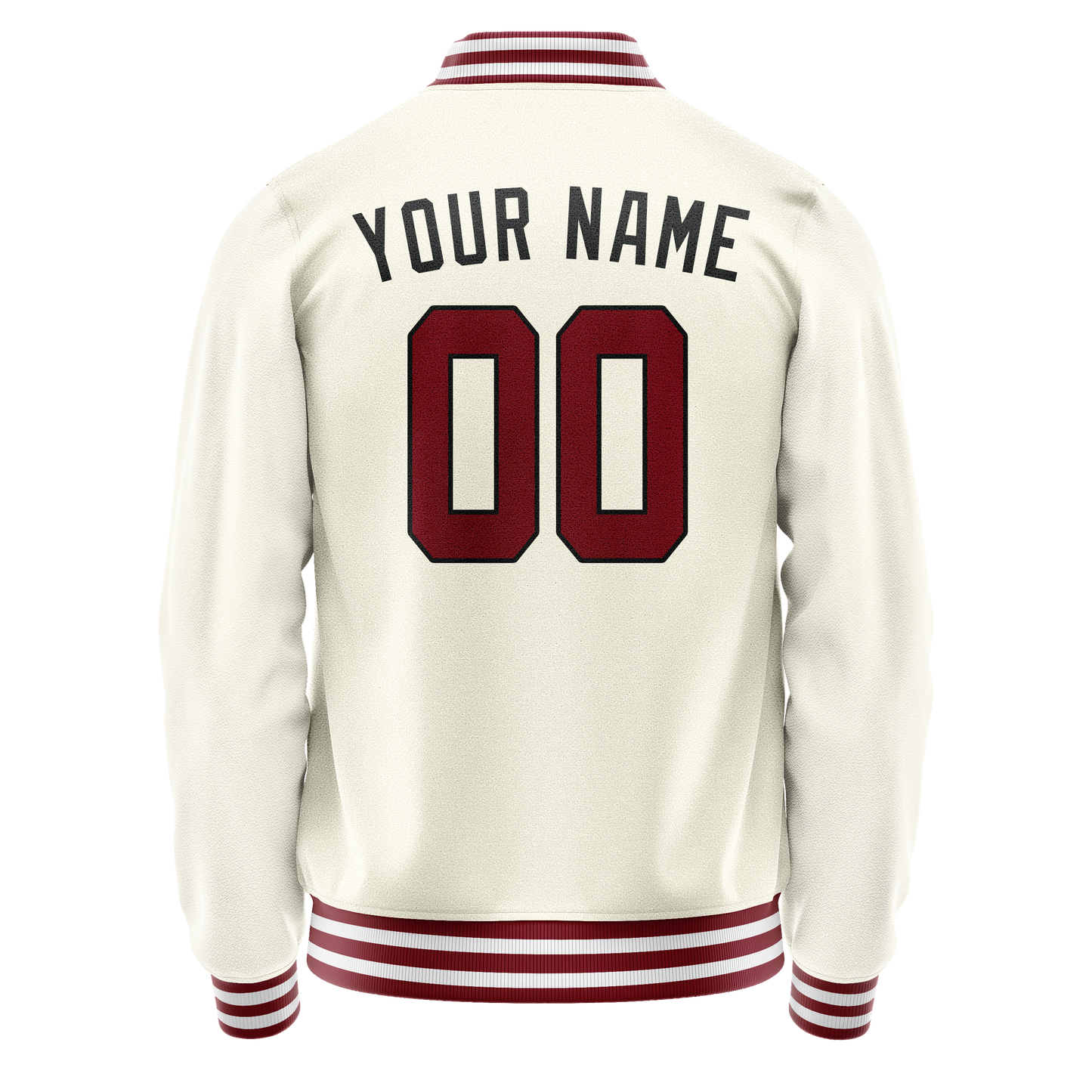 Custom Cream Red Solid Color Varsity Letterman Jacket