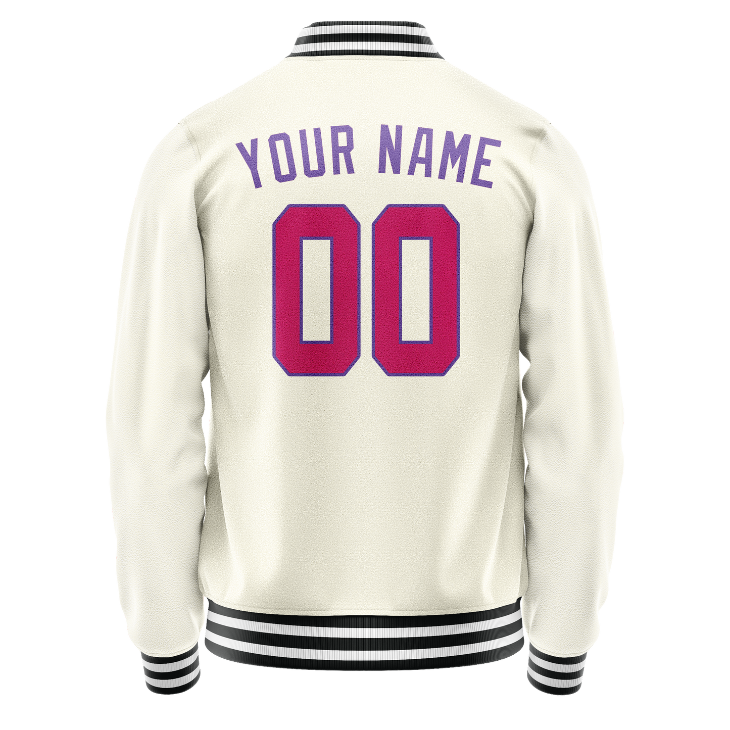 Custom Cream Purple Solid Color Varsity Letterman Jacket
