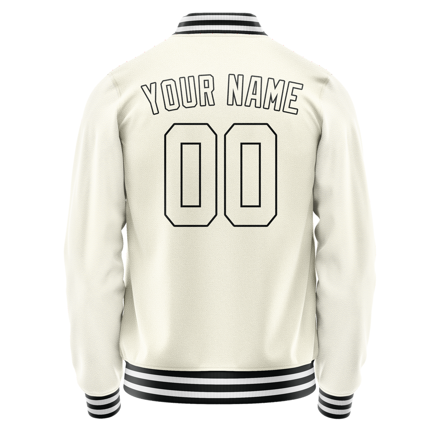 Custom Cream Black Solid Color Varsity Letterman Jacket