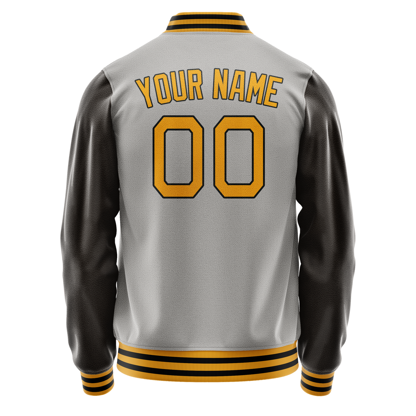 Custom Gray Brown Solid Color Varsity Letterman Jacket