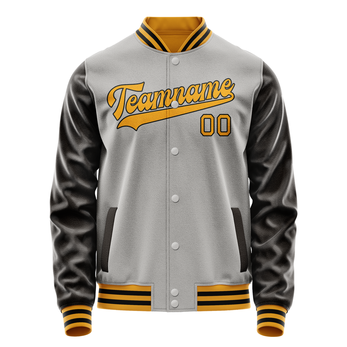 Custom Gray Brown Solid Color Varsity Letterman Jacket