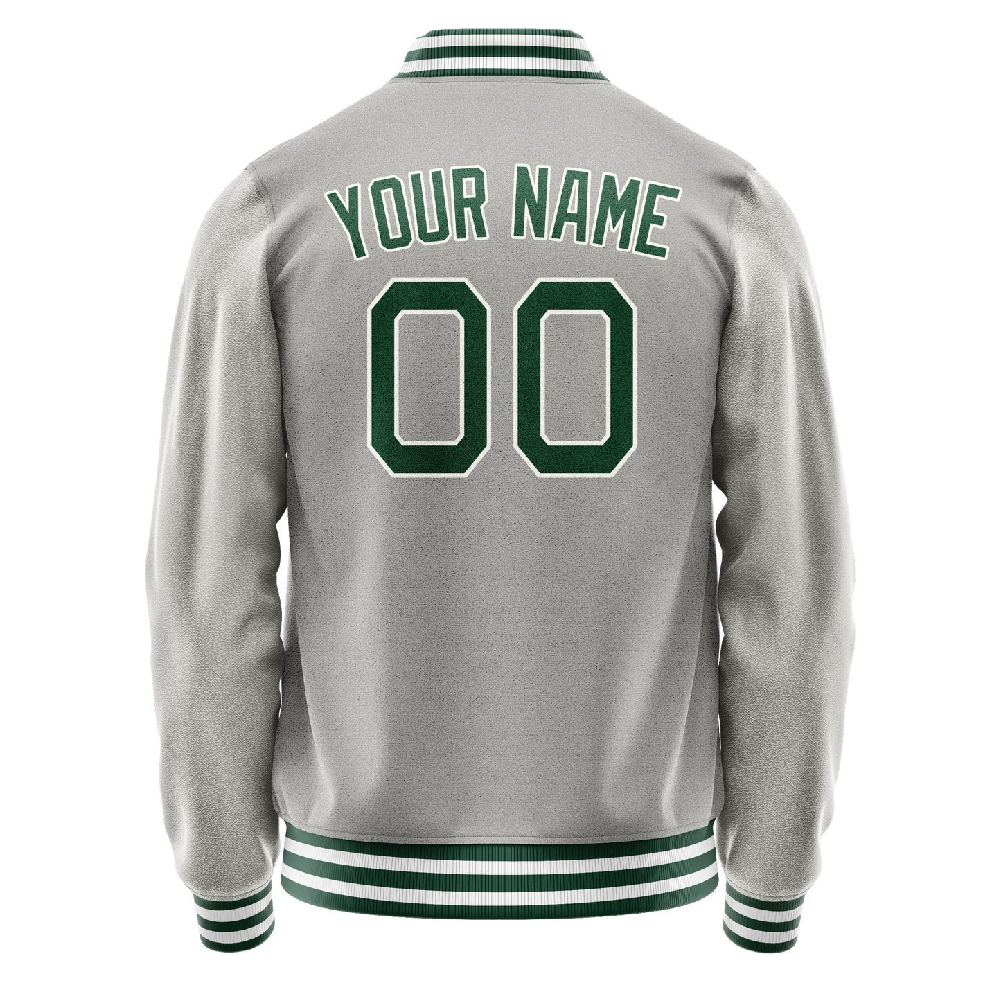 Custom Gray Kelly-Green Solid Color Varsity Letterman Jacket
