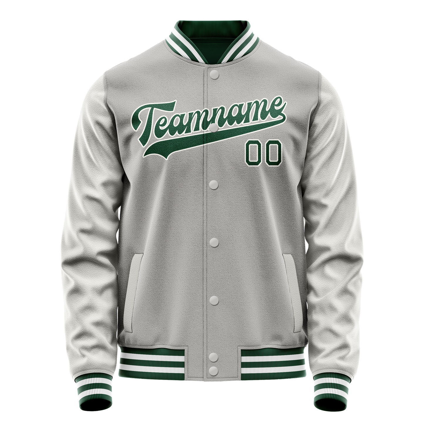 Custom Gray Kelly-Green Solid Color Varsity Letterman Jacket
