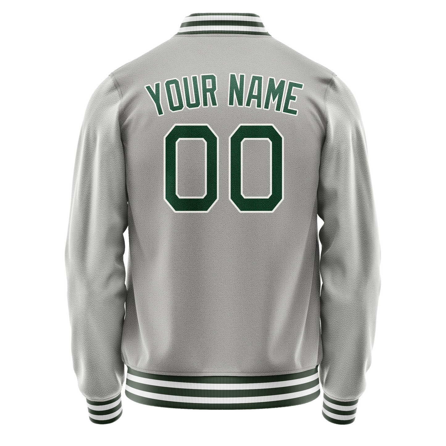 Custom Gray Kelly-Green Solid Color Varsity Letterman Jacket
