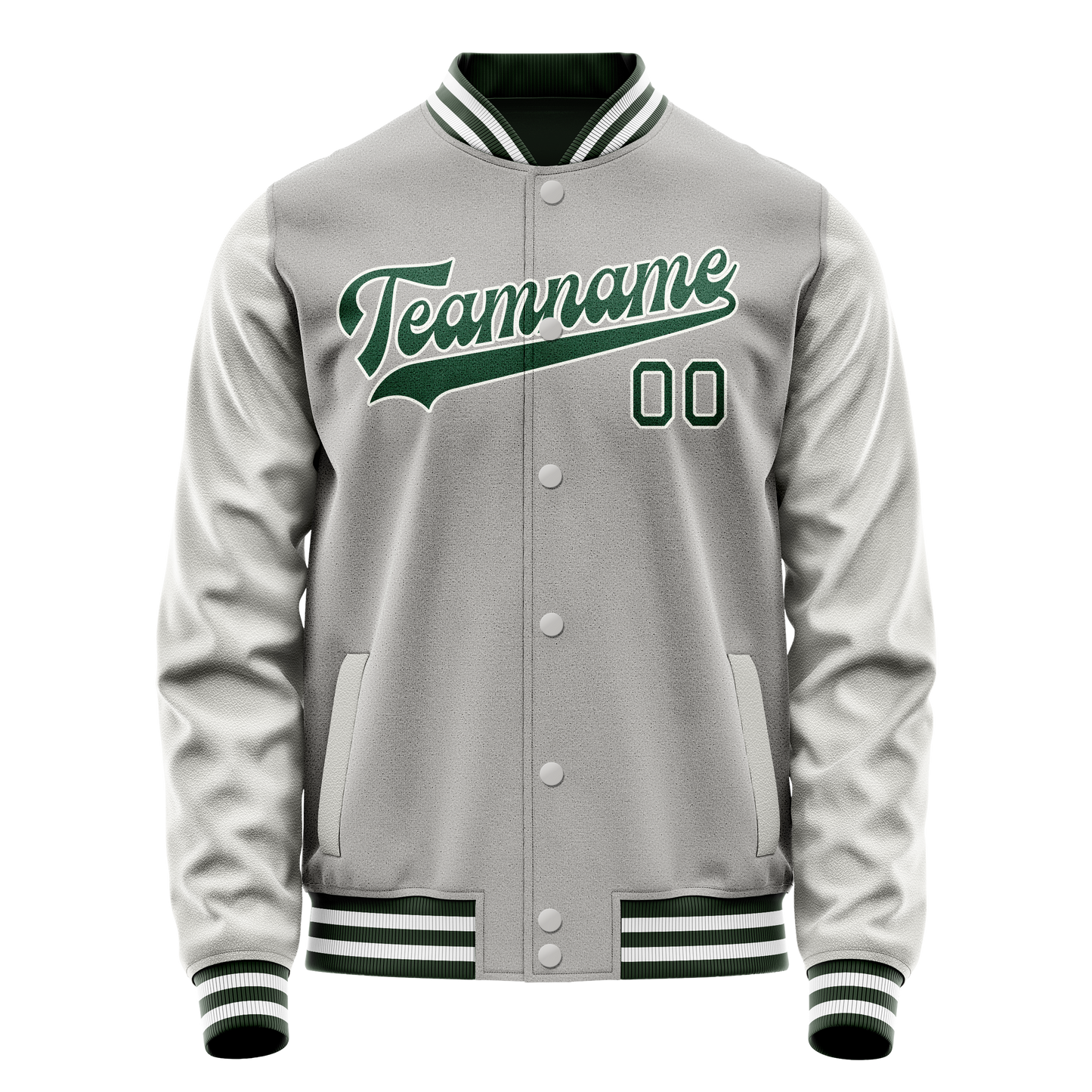 Custom Gray Kelly-Green Solid Color Varsity Letterman Jacket