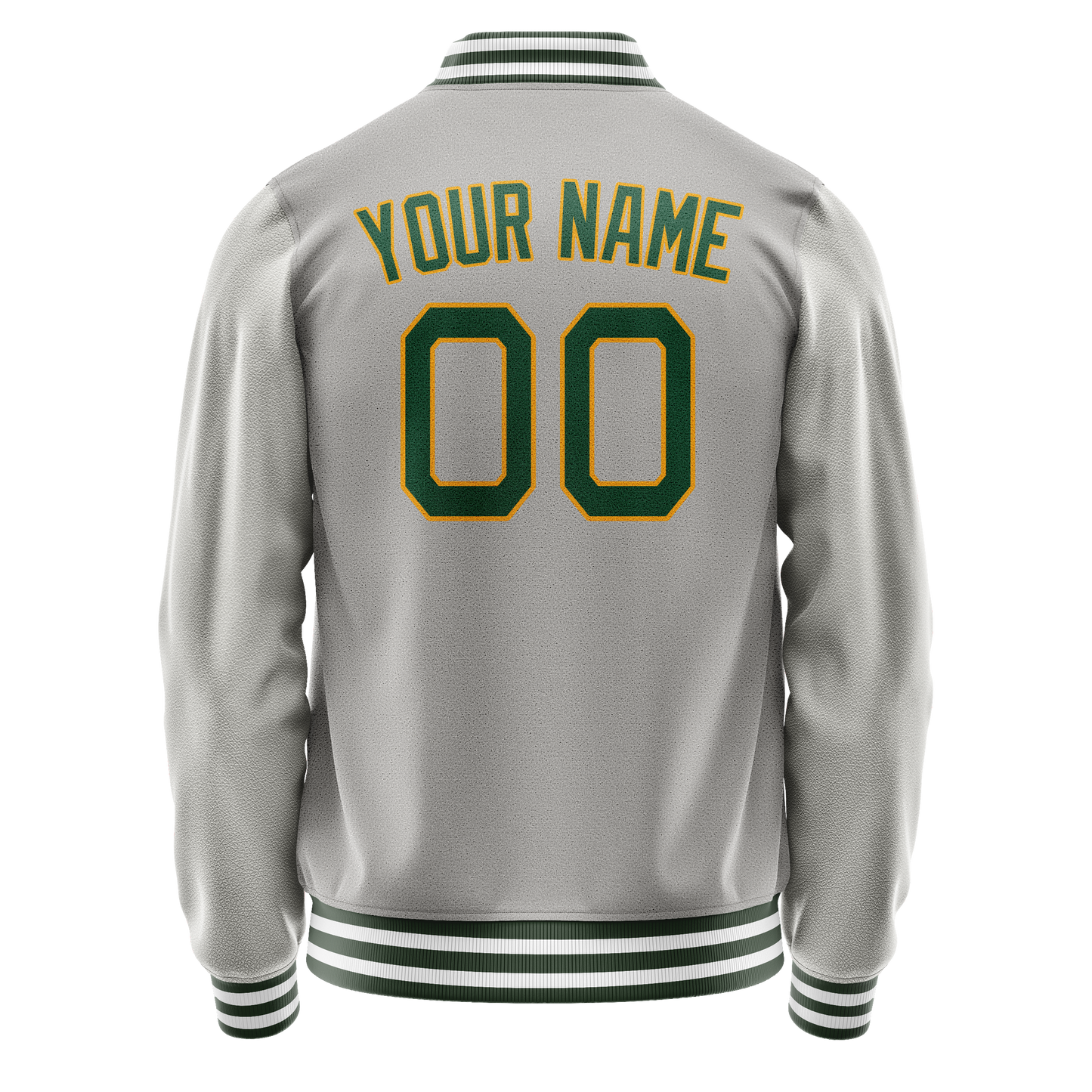 Custom Gray Kelly-Green Solid Color Varsity Letterman Jacket