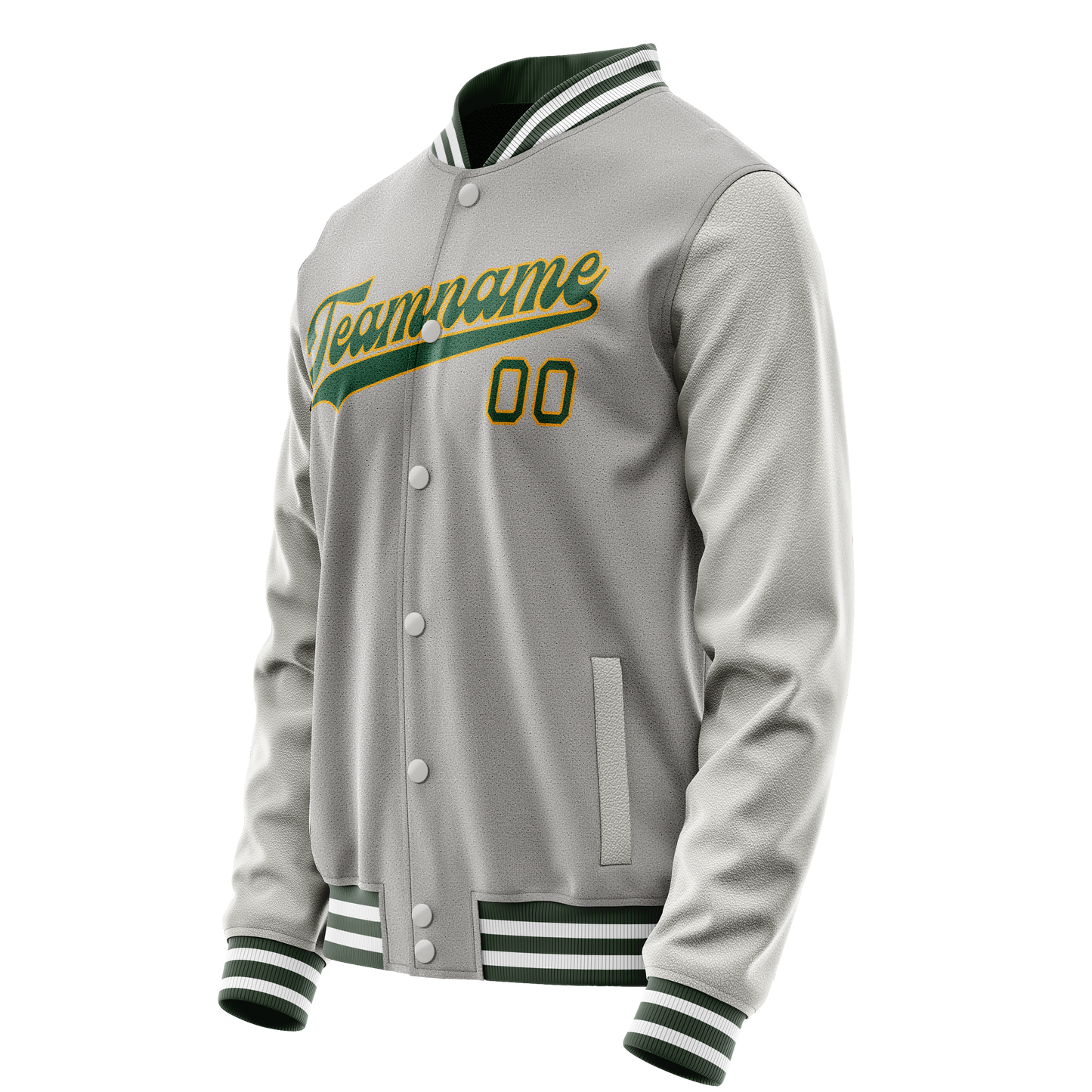 Custom Gray Kelly-Green Solid Color Varsity Letterman Jacket