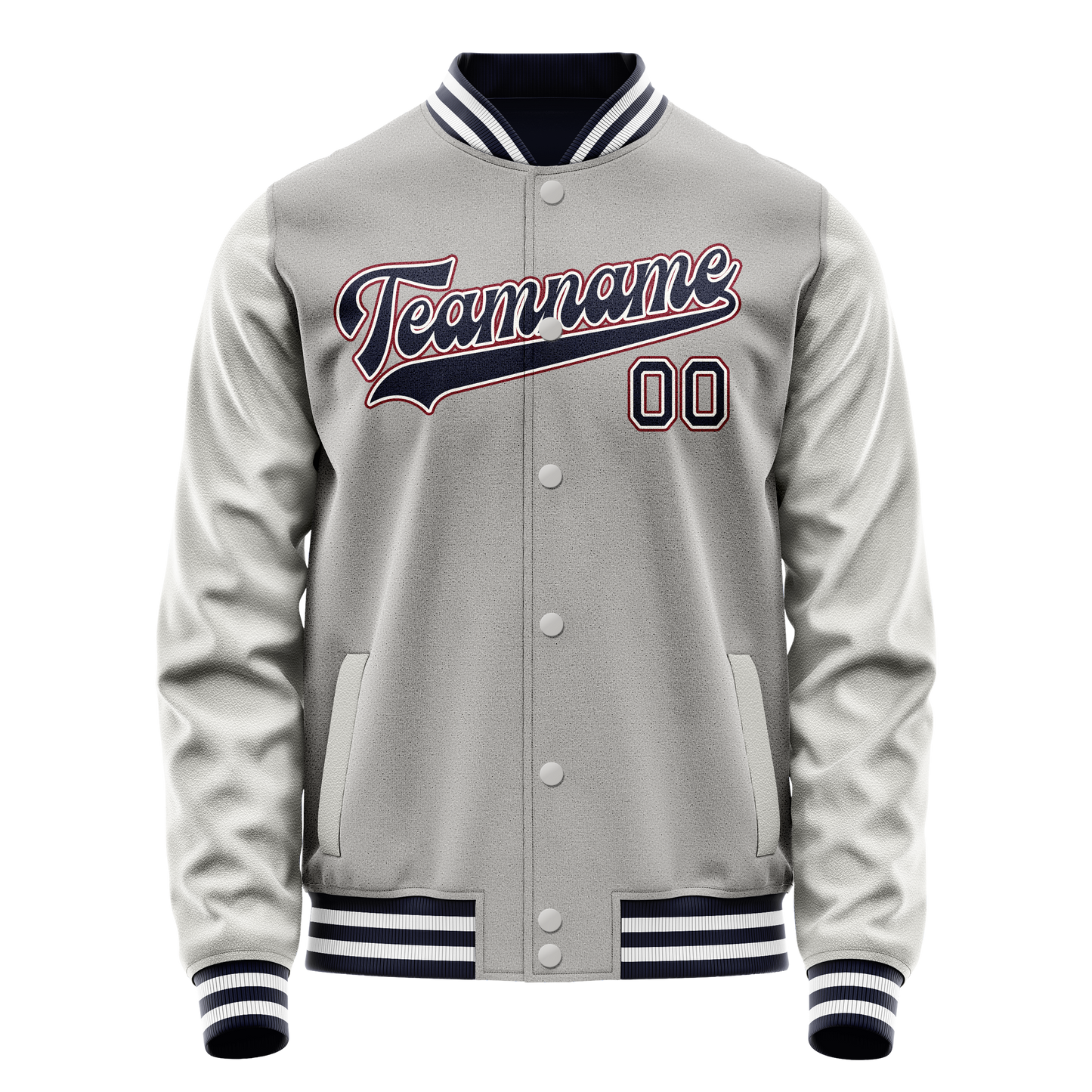 Custom Gray Royal Solid Color Varsity Letterman Jacket