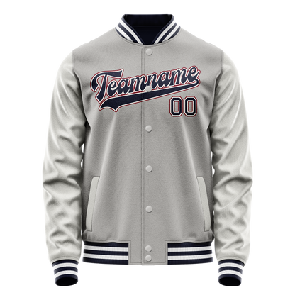 Custom Gray Royal Solid Color Varsity Letterman Jacket