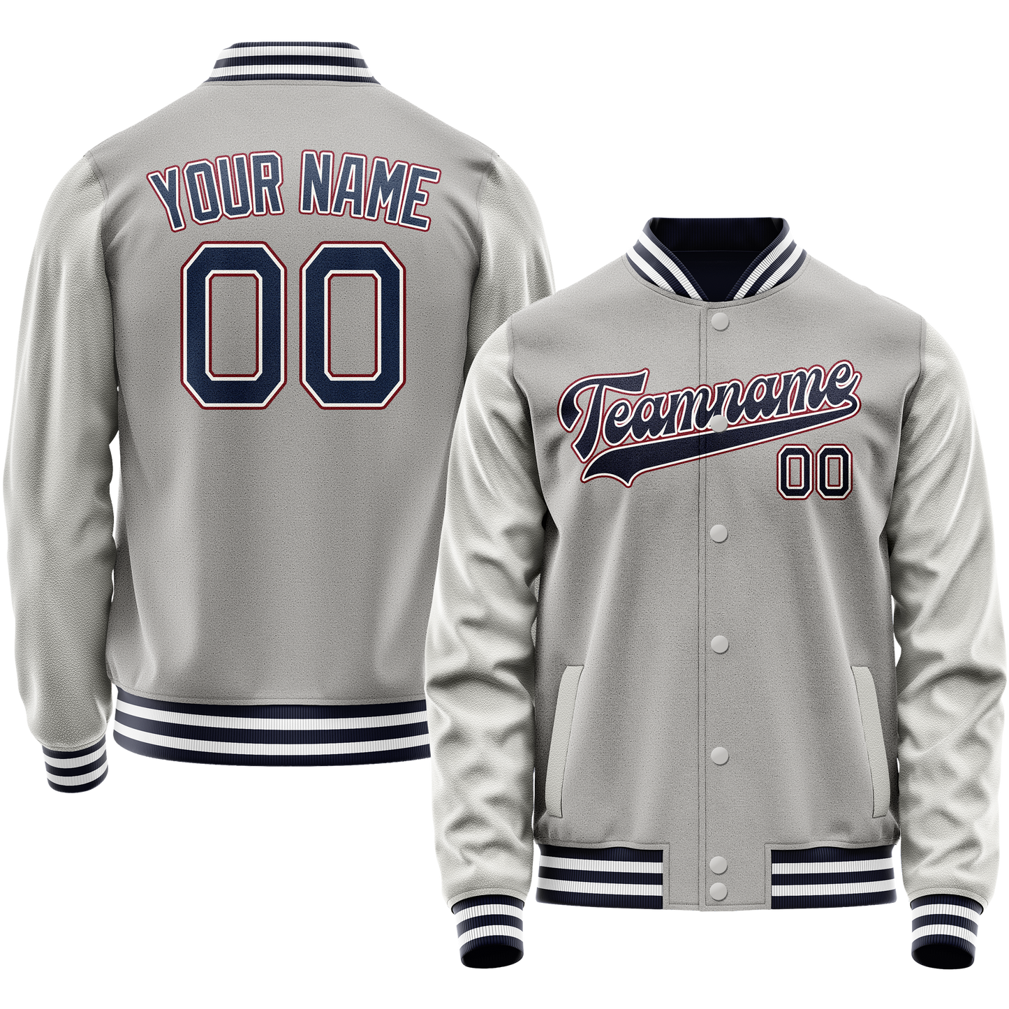 Custom Gray Royal Solid Color Varsity Letterman Jacket