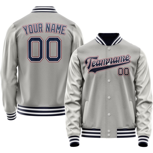 Custom Gray Royal Solid Color Varsity Letterman Jacket