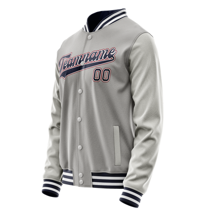 Custom Gray Royal Solid Color Varsity Letterman Jacket