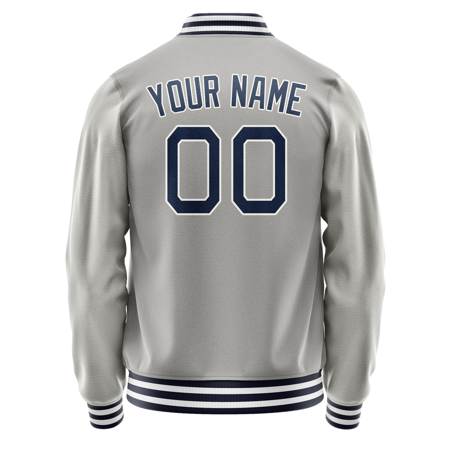 Custom Gray Navy Solid Color Varsity Letterman Jacket