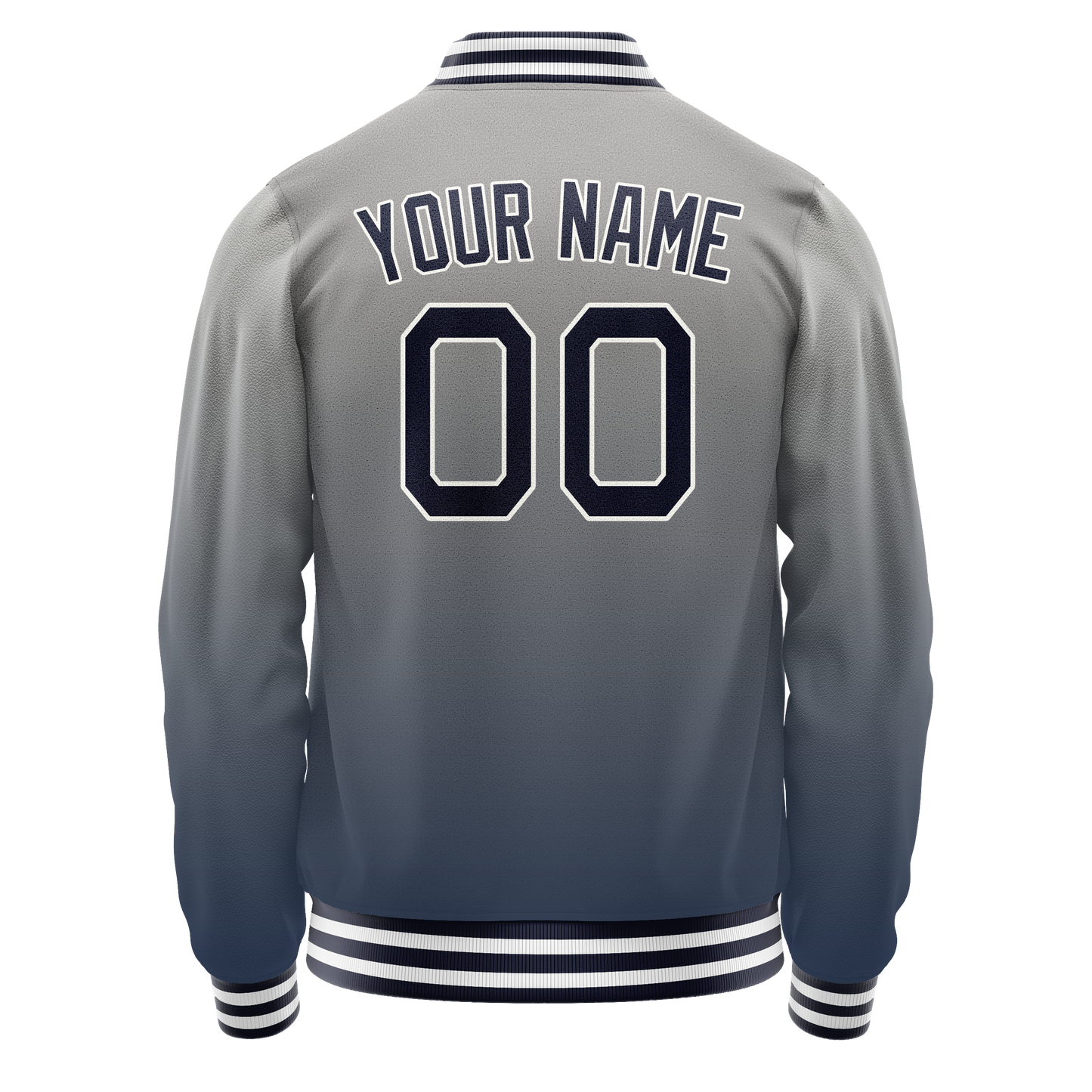 Custom Gray Navy Gradient Varsity Letterman Jacket