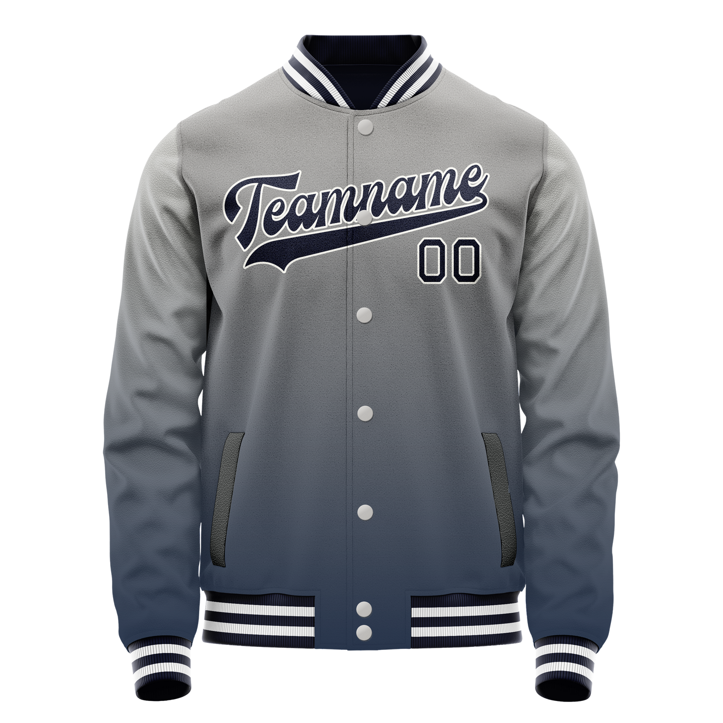 Custom Gray Navy Gradient Varsity Letterman Jacket