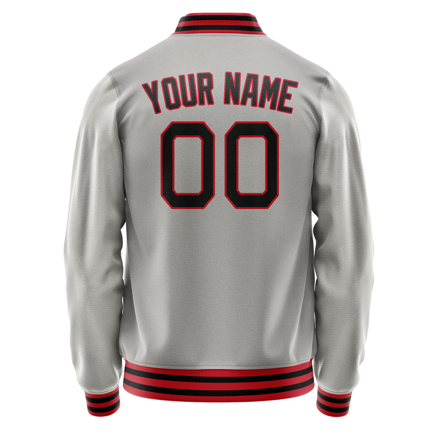 Custom Gray Black Solid Color Varsity Letterman Jacket