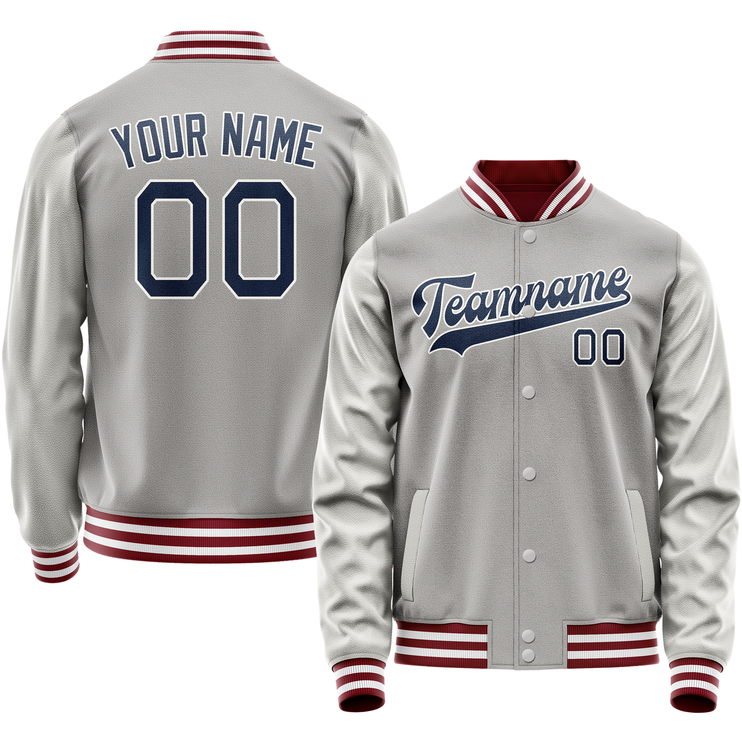 Custom Gray Royal Solid Color Varsity Letterman Jacket